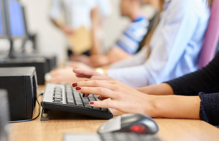 Students at computers