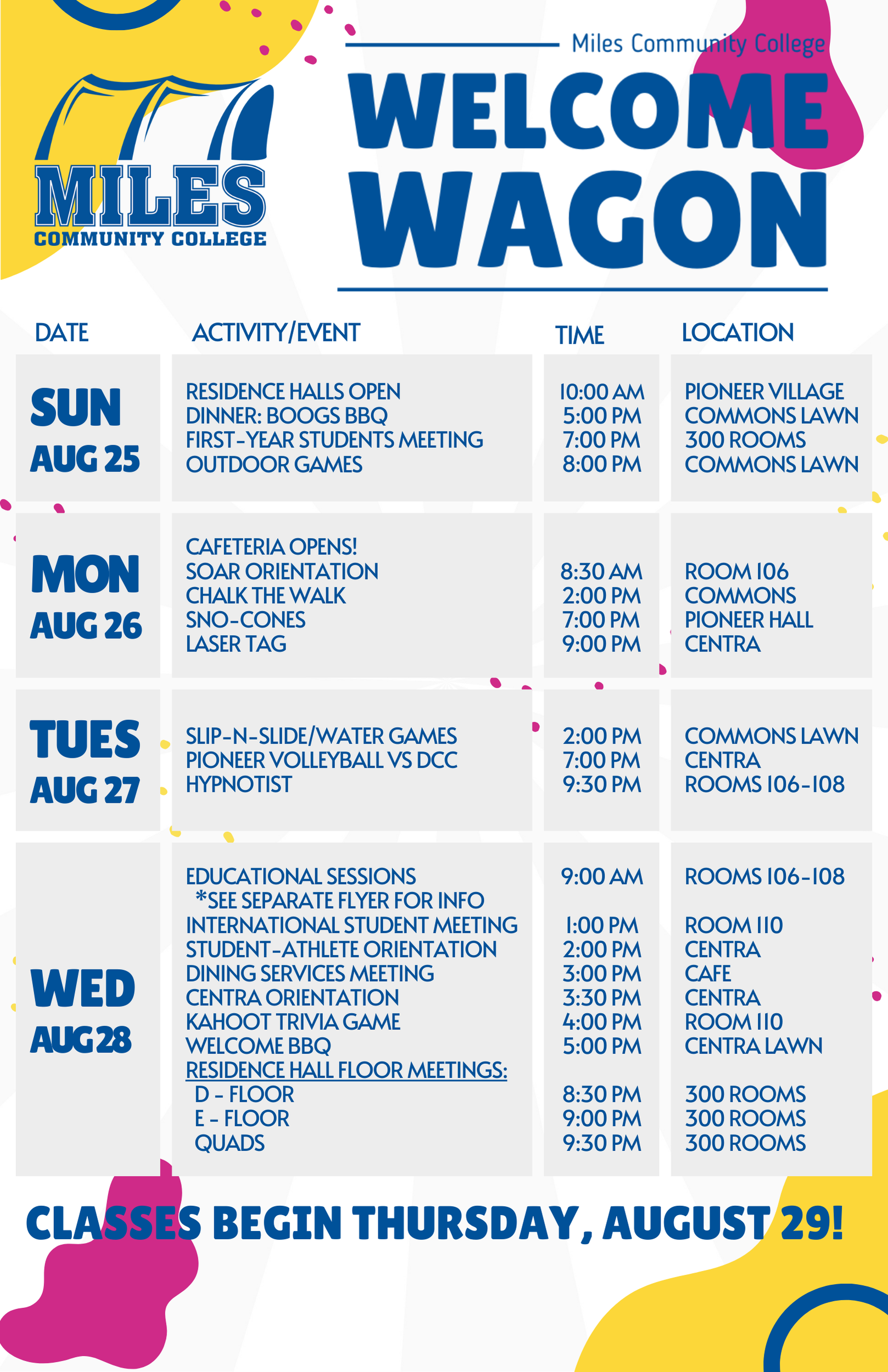 Image of Welcome Wagon Schedule